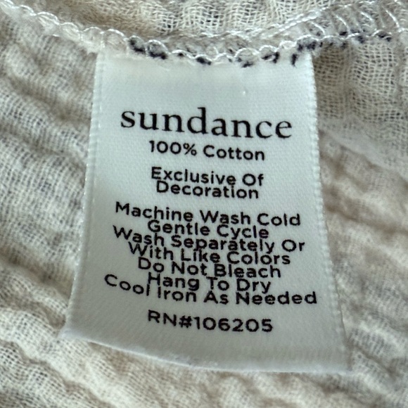 Sundance 100% Cotton Gauze Plaid Tunic Dress V Neck Cream Black Size Small - Picture 7 of 7